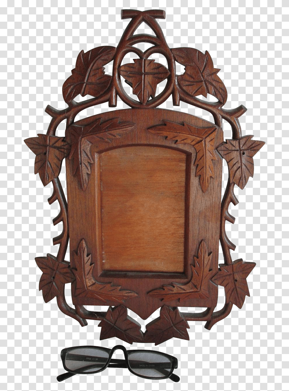 Antique Hand Carved Folk Art Picture Frame Wood, Furniture, Tabletop, Sunglasses, Accessories Transparent Png