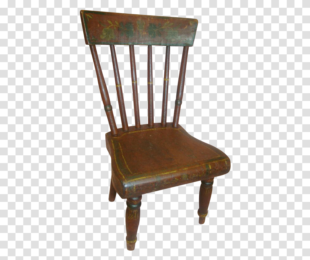 Antique Hand Painted Design Wooden Doll Wood Chair No Background, Furniture, Armchair Transparent Png