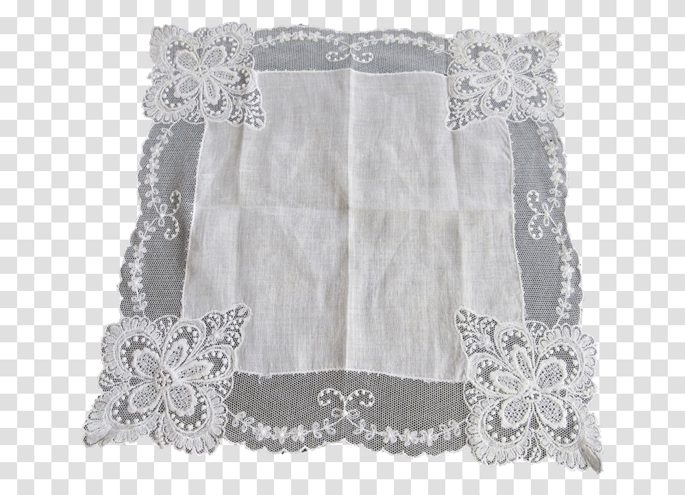 Antique Hanky Hankie Net Lace White Cotton Textile Tablecloth, Home Decor, Linen, Blouse Transparent Png