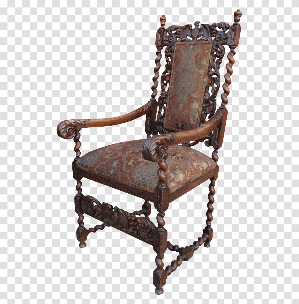 Antique High Back Barley Twist Chair Background Antique Tranparent Bg, Furniture, Armchair, Cushion Transparent Png