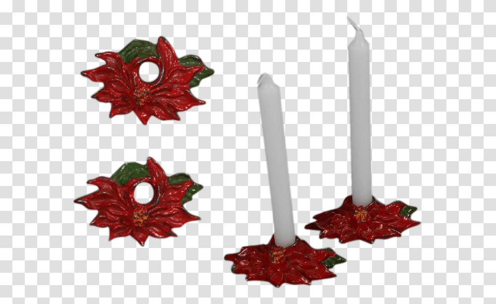 Antique Hubley Mini Cast Iron Poinsettia Christmas Old Advent, Candle, Plant, Food Transparent Png