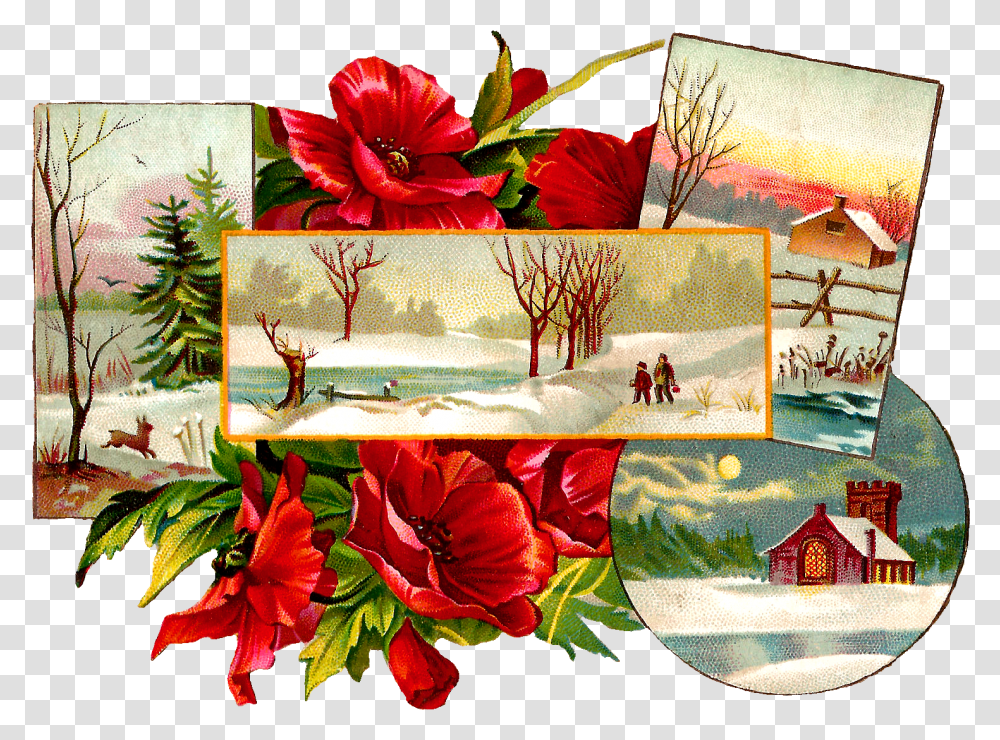 Antique Images Christmas Greeting, Collage, Poster, Advertisement, Person Transparent Png