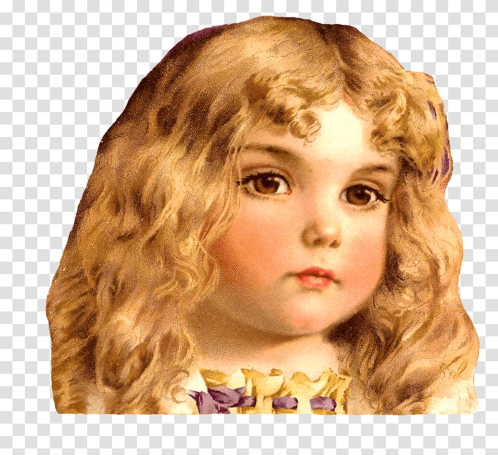 Antique Images Free Child Clip Art Pretty Blond Girl With Girl With Blonde Curly Hair Clipart, Figurine, Person, Toy, Doll Transparent Png