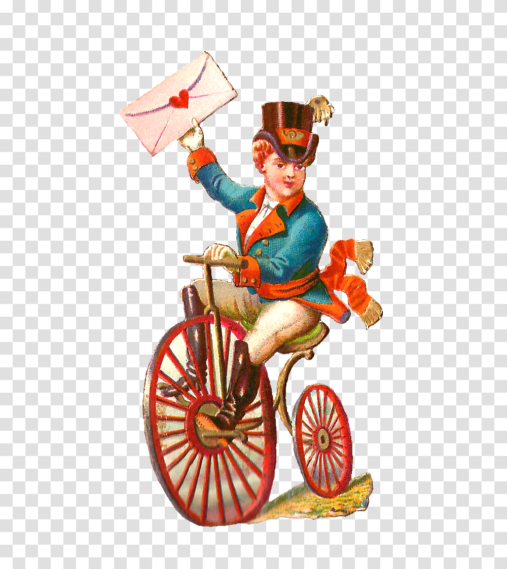 Antique Images Free Romantic Clip Art Man Riding Antique Bike, Chair, Furniture, Person, Figurine Transparent Png