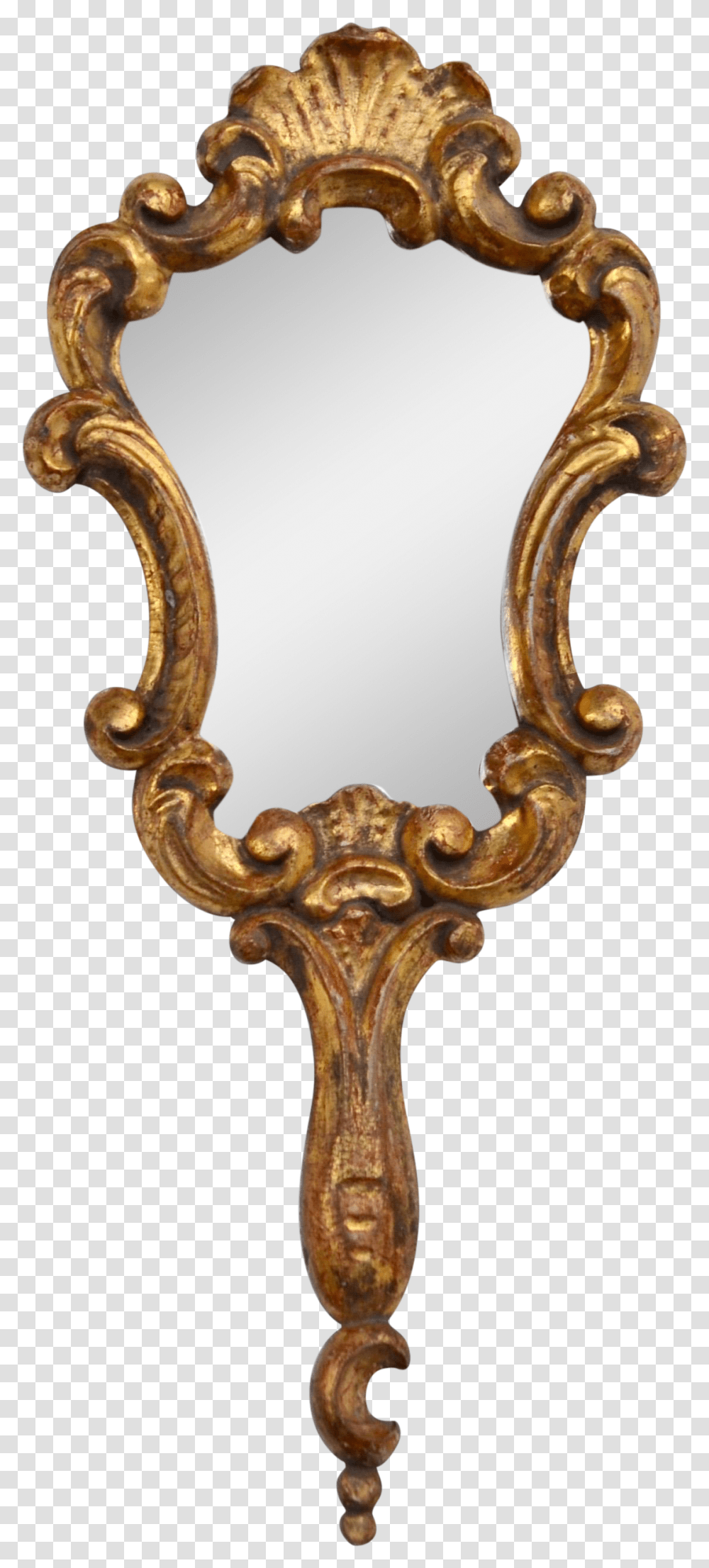Antique Italian Gold Gold Antique Hand Mirror, Bronze, Cross, Symbol, Handle Transparent Png