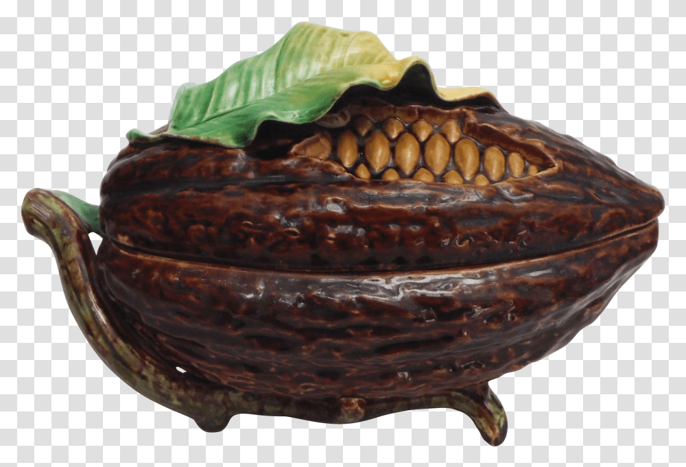 Antique Majolica Cocoa Bean Box From Majolicadream Carving, Plant, Fungus, Animal, Sea Life Transparent Png