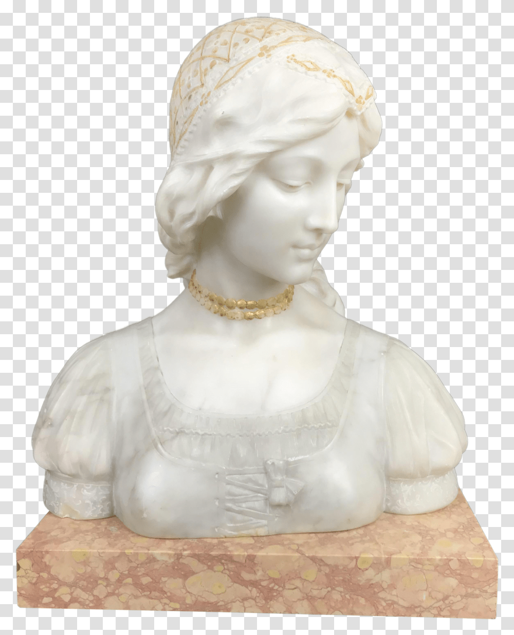 Antique Neo Classical Sculptural Young Woman Bust On Woman Sculpture Bust, Figurine, Statue, Necklace Transparent Png