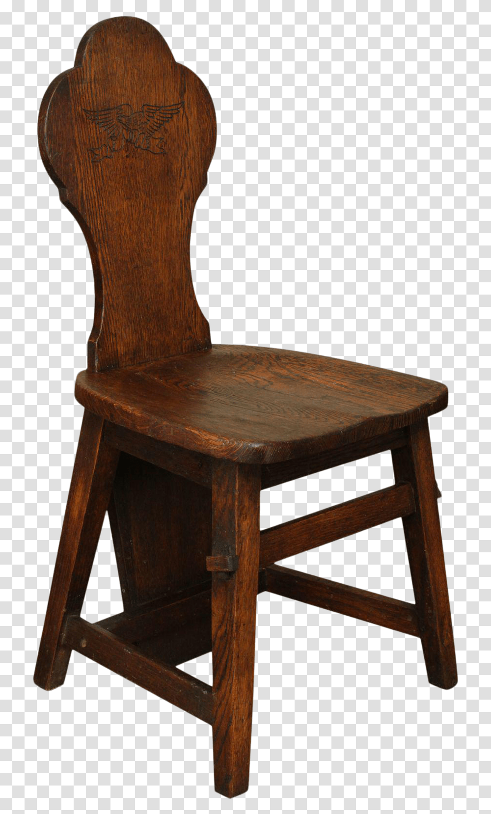 Antique Oak Arts Crafts Hall Chair Solid, Furniture, Wood, Bar Stool Transparent Png