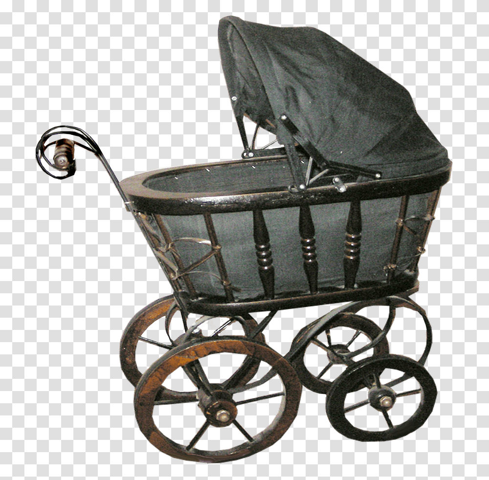 Antique Pram Old Baby Carriage Background, Furniture, Wheel, Machine, Cradle Transparent Png