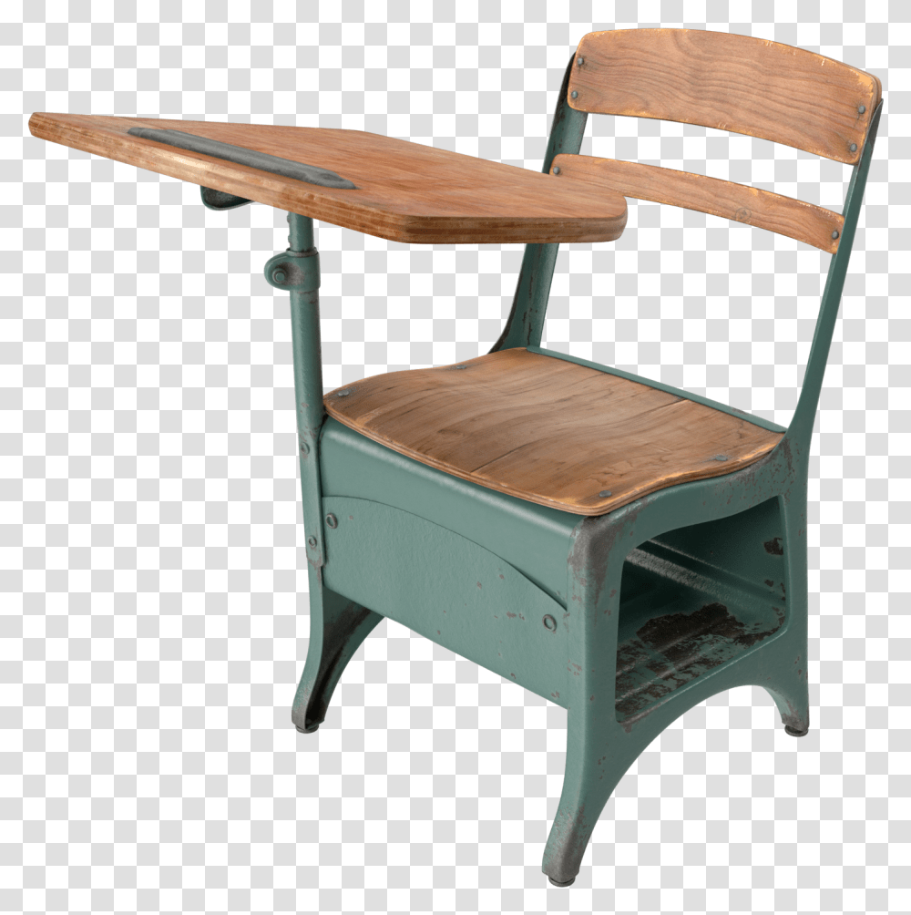 Antique School Desk Image, Furniture, Chair, Armchair, Wood Transparent Png