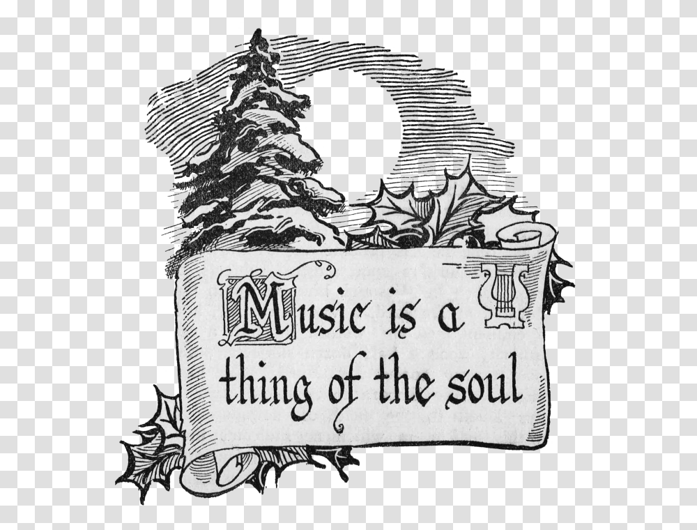 Antique Scroll Graphic Music Copy Free Christmas Music Clipart Black And White, Poster, Advertisement, Drawing Transparent Png