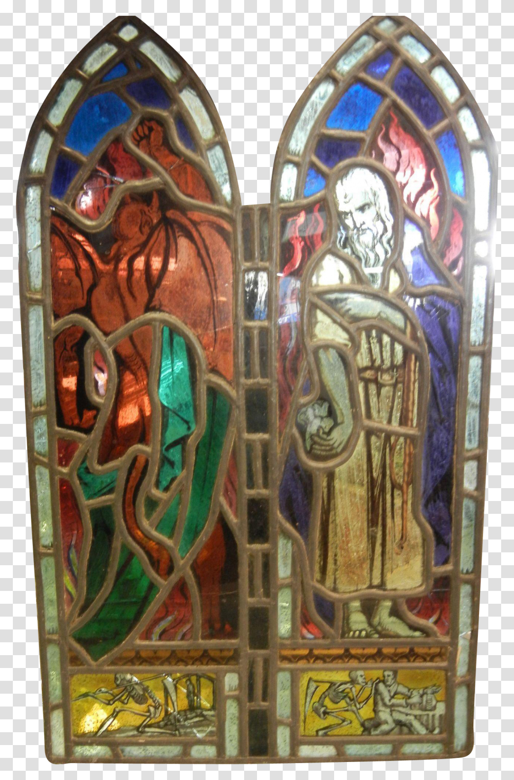 Antique Stained Glass Window Panel Judas Selling To Stained Glass Transparent Png