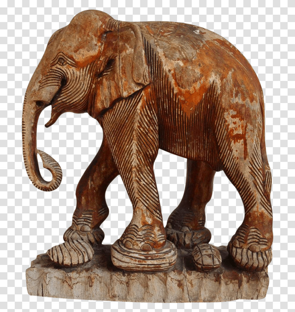 Antique Thai Wood Elephant Icon Antiques Animal Figure, Wildlife, Mammal, Bronze, Statue Transparent Png