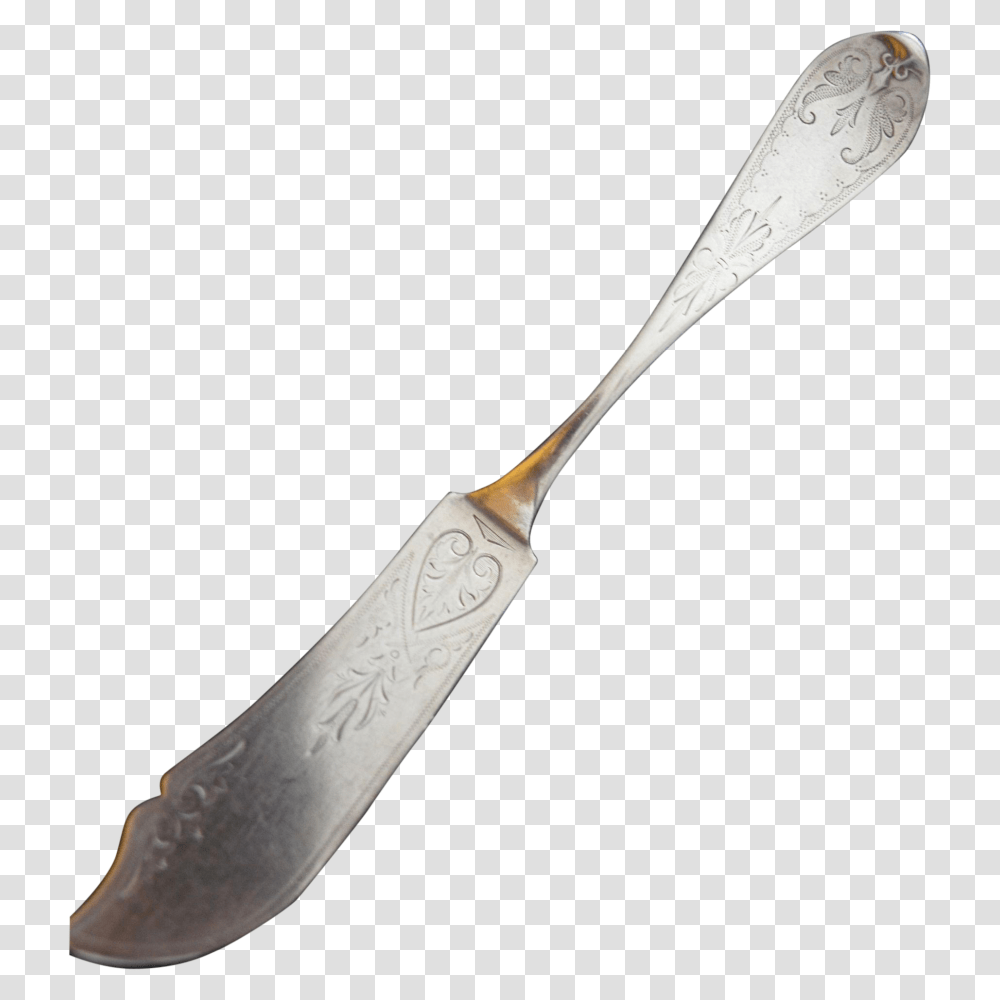 Antique Tip Engraved Sterling Silver Master Butter Knife, Cutlery, Spoon, Weapon, Weaponry Transparent Png
