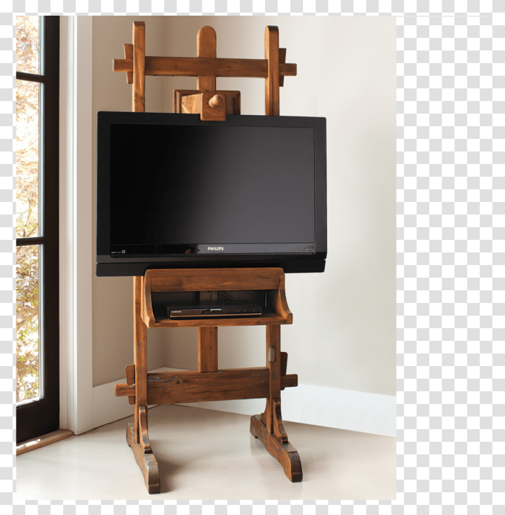 Antique Wooden Tv Stand Wood Tv Easel Stand, Monitor, Screen, Electronics, Display Transparent Png