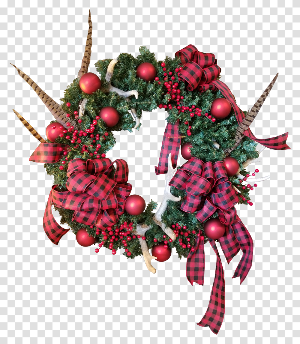 Antler Christmas Wreath For Holiday Transparent Png