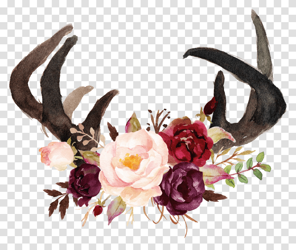 Antlers Headband Watercolor Rustic Wedding Invitation Transparent Png
