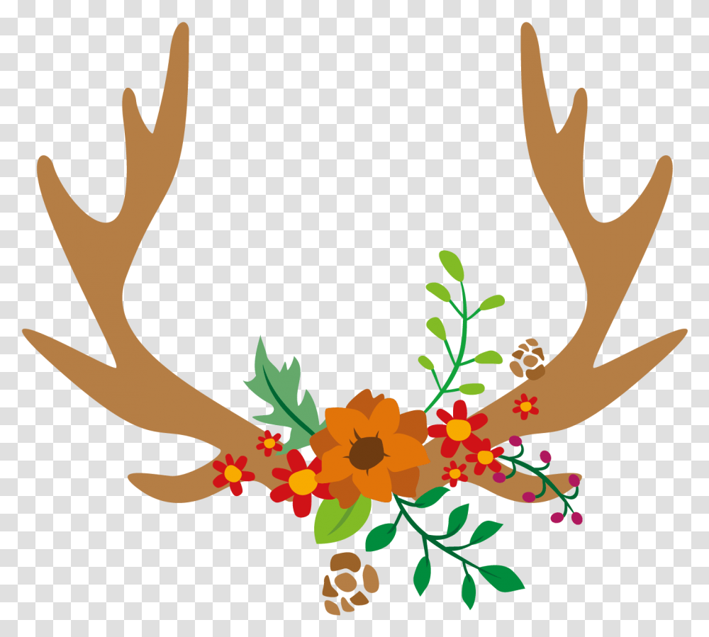 Antlers With Christmas Lights Svg Free, Floral Design, Pattern Transparent Png