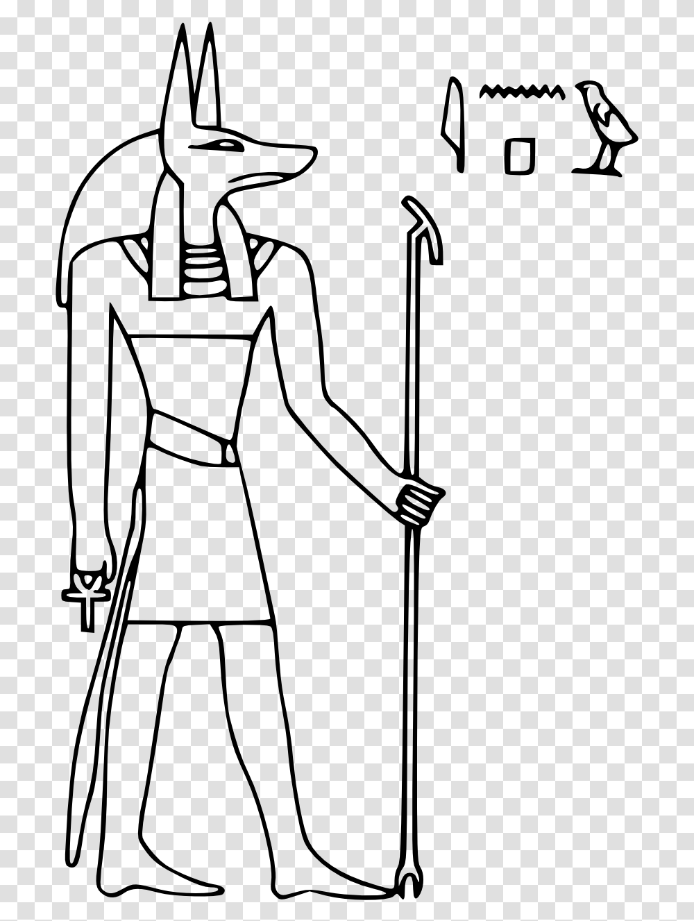 Anubis Clipart Hieroglyphics Anubis Outline, Gray, World Of Warcraft Transparent Png