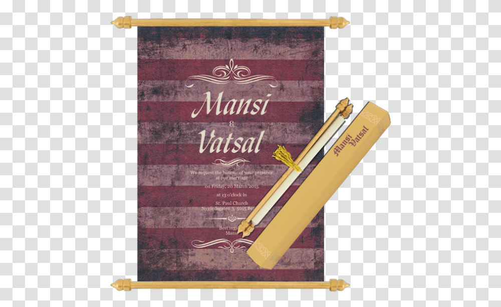 Anvesha Wedding Card, Scroll, Incense, Weapon Transparent Png