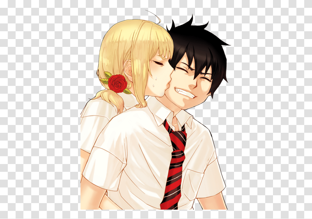 Ao No Exorcist Images Ao No Exorcist Wallpaper And Blue Exorcist Shiemi And Rin Kiss, Tie, Accessories, Accessory, Person Transparent Png