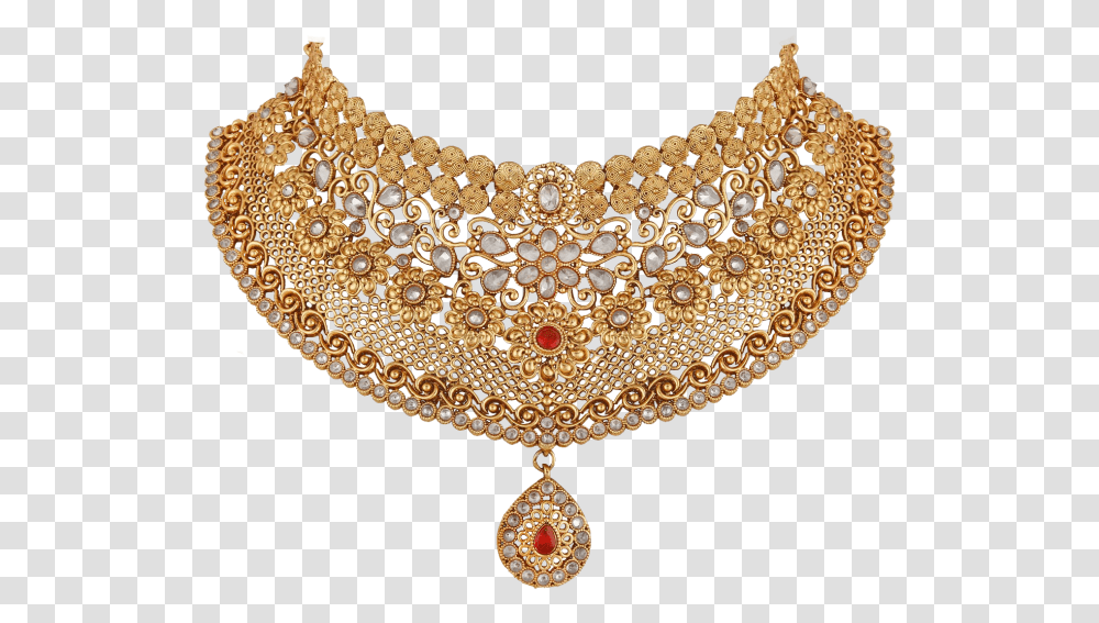 Apara Traditional Bridal Gold Plated Choker Necklace Necklace, Jewelry, Accessories, Accessory, Diamond Transparent Png