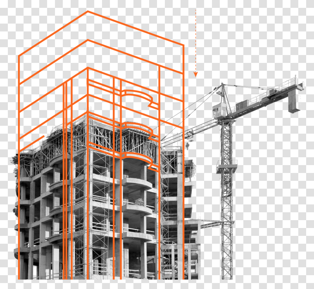 Apartment, Construction, Construction Crane, Scaffolding, Office Building Transparent Png