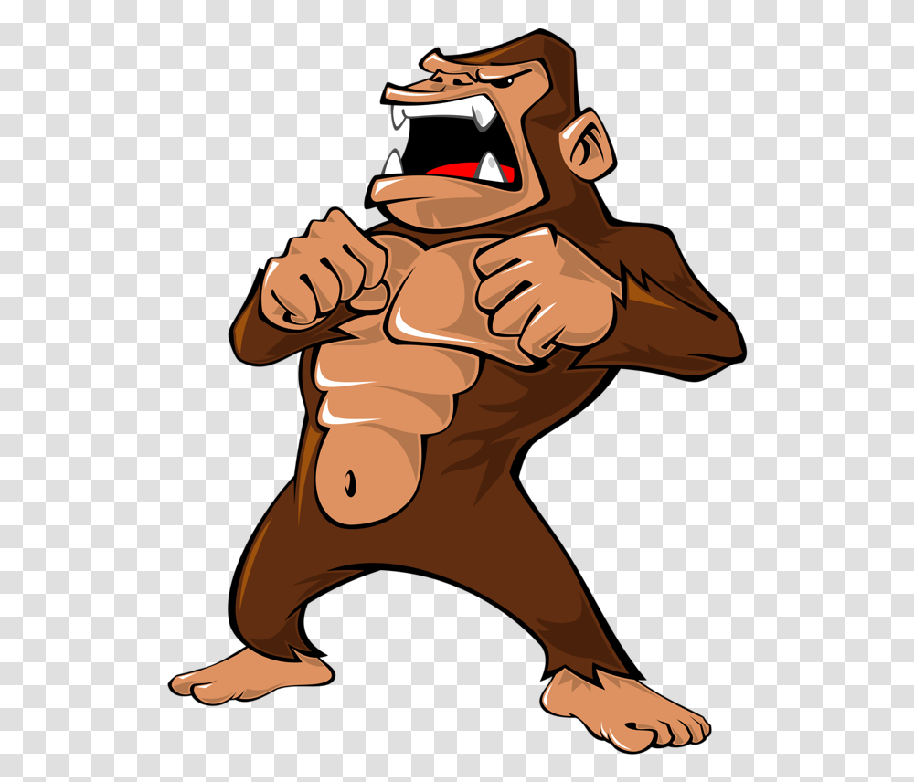 Ape Illustration Grumpy Transprent Gorilla Clipart Gorilla Angry Monkey Cartoon, Mammal, Animal, Hand, Plant Transparent Png