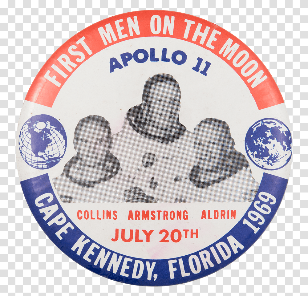 Apollo 11 First Men On The Moon Event Button Museum, Label, Logo Transparent Png