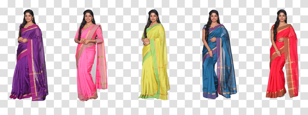 Apoorva 5 Cotton Silk Saree Silk, Apparel, Sari, Person Transparent Png
