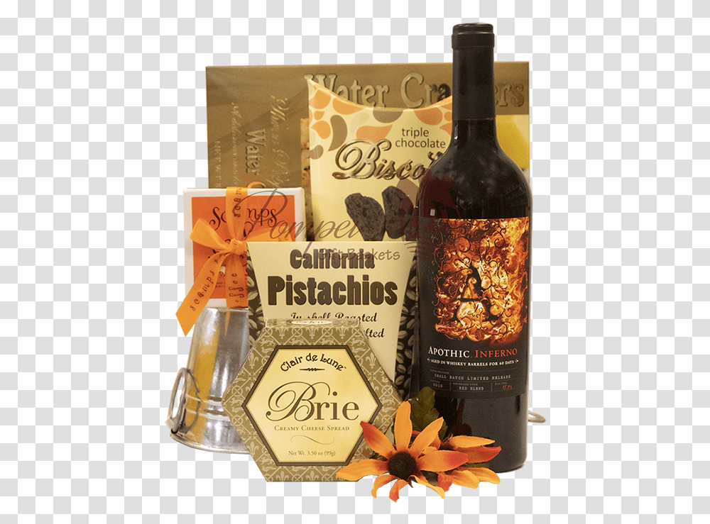 Apothic Inferno Wine Gift Basket Apothic Gift Basket Glass Bottle, Alcohol, Beverage, Drink, Beer Transparent Png