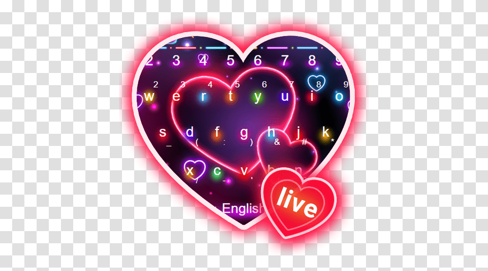 App Insights 3d Colourful Neon Heart Keyboard Theme Apptopia Heart, Light Transparent Png