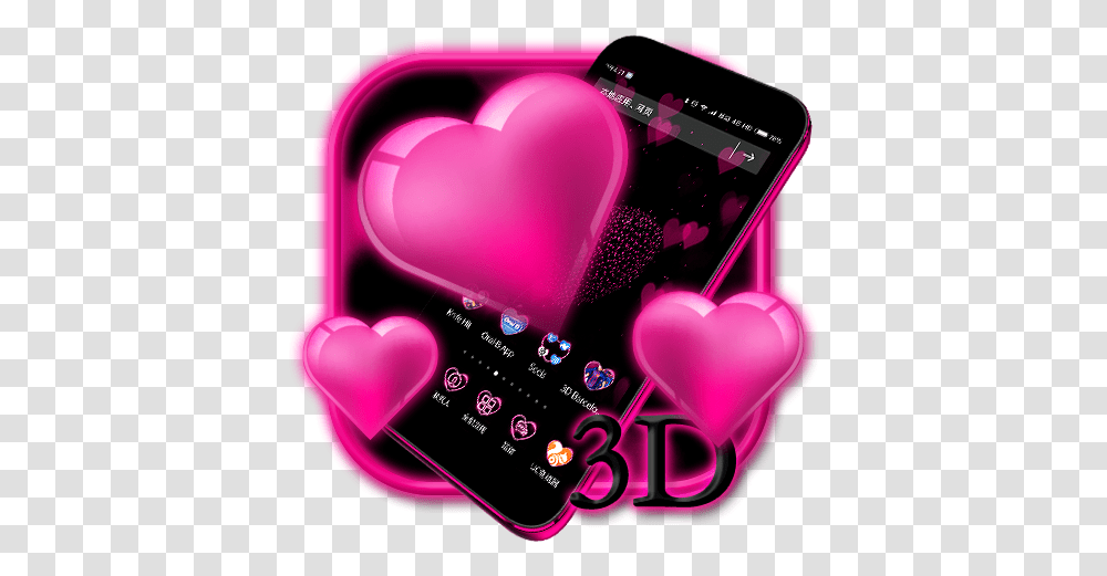 App Insights 3d Neon Heart Theme Apptopia Heart, Light, Purple, Mobile Phone, Electronics Transparent Png
