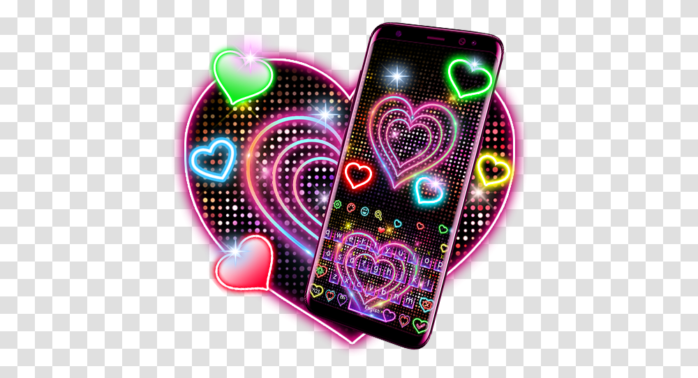 App Insights Neon Heart Keyboard Apptopia Heart, Light, Lighting, Mobile Phone, Electronics Transparent Png