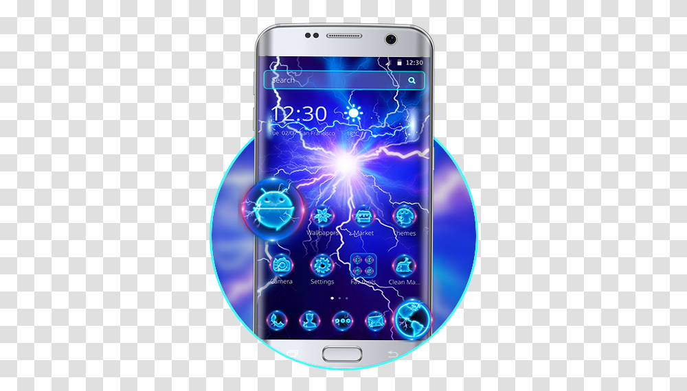 App Insights Neon Lightning Blue Laser Theme Apptopia Samsung Galaxy, Mobile Phone, Electronics, Cell Phone, Disk Transparent Png