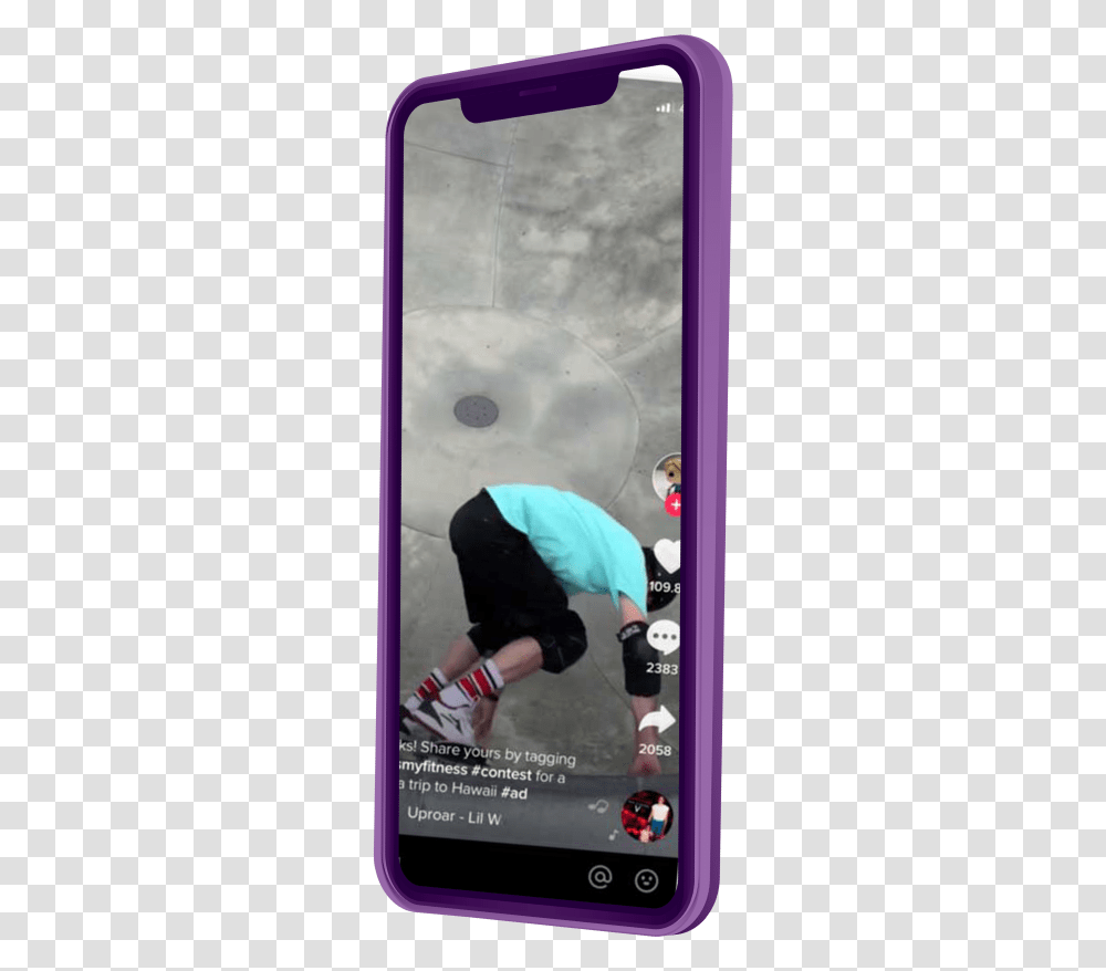 App Like Tiktok Knee Pad, Person, Human, Phone, Electronics Transparent Png