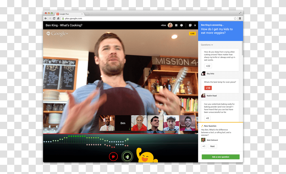 Applause Hangouts Google Hangouts On Air, Person, Monitor, Screen, Electronics Transparent Png
