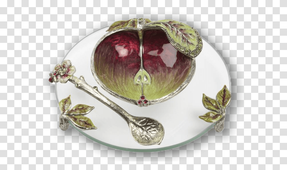 Apple And Honey Dish Apple, Spoon, Cutlery, Pottery, Porcelain Transparent Png