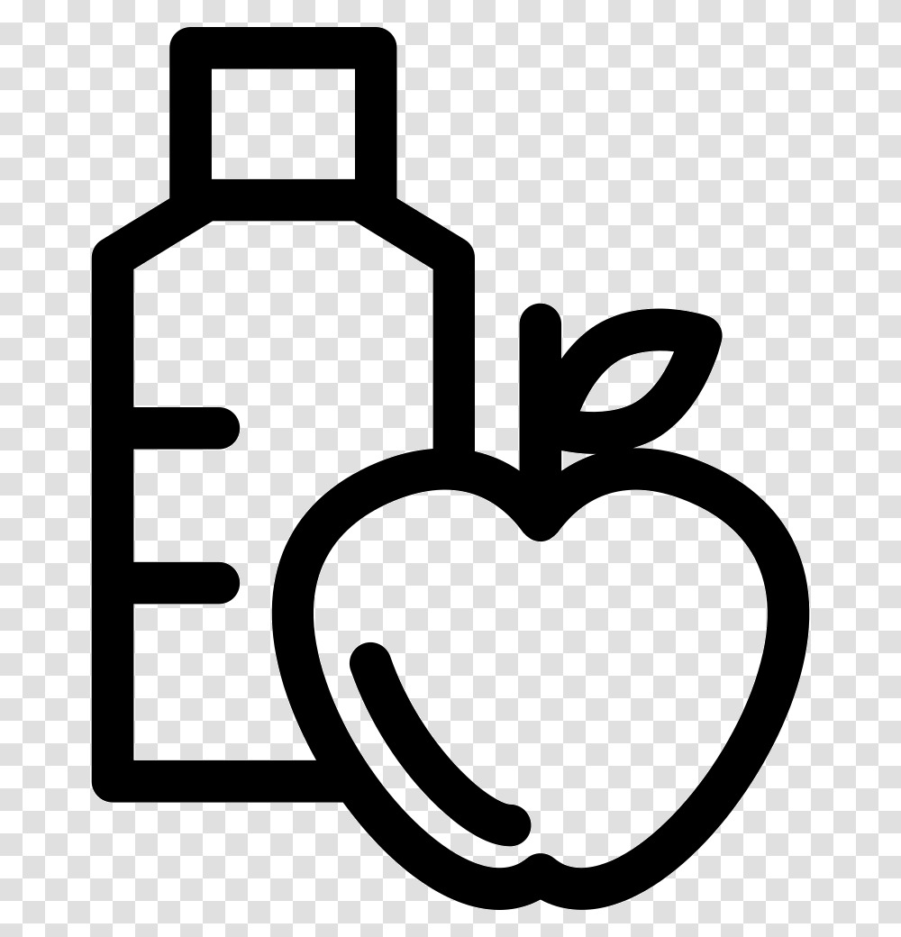 Apple And Water Bottle Portable Network Graphics, Plant, Stencil, Food, Fruit Transparent Png