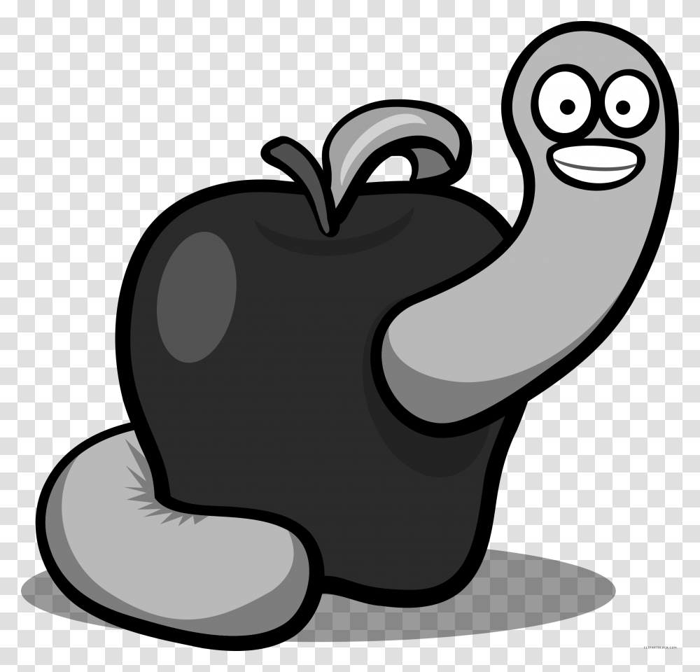 Apple Clipart Black And White Cartoon Worm In An Apple, Hook, Food, Plant Transparent Png