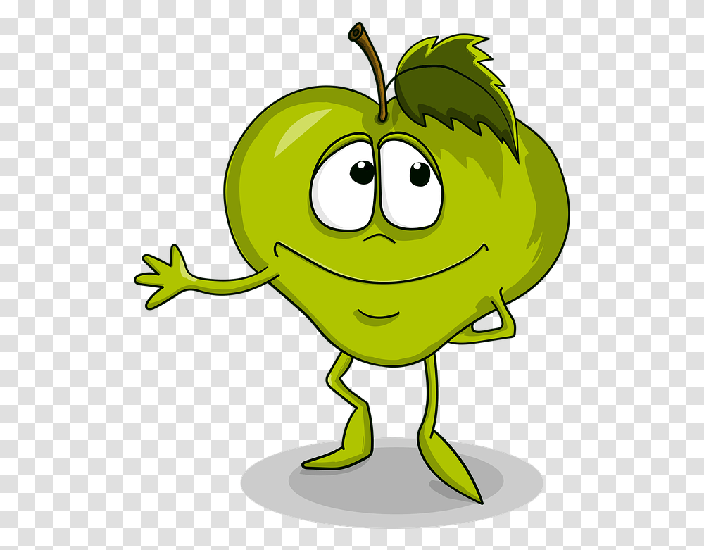 Apple Cute Smile Free Vector Graphic On Pixabay Imagenes De Lucuma Animada, Green, Plant, Food, Fruit Transparent Png