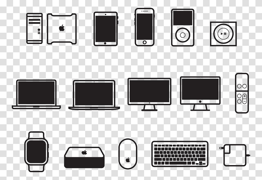 Apple Device Icons, Mobile Phone, Electronics, Computer Keyboard, Monitor Transparent Png