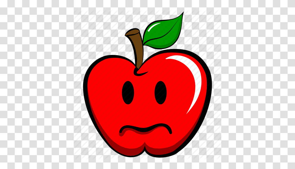 Apple Emoji Emoticon Sad Sorrowful Upset Icon, Plant, Fruit, Food, Heart Transparent Png
