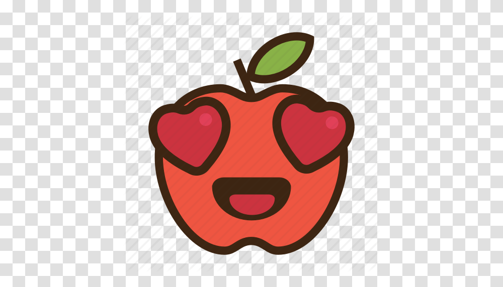 Apple Emoji Expression Fruit Heart Love Red Icon, Label, Sticker, Plant Transparent Png