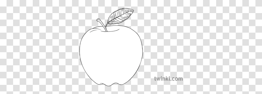 Apple Fruit Black And White Illustration Twinkl Fresh, Plant, Food, Moon, Outer Space Transparent Png