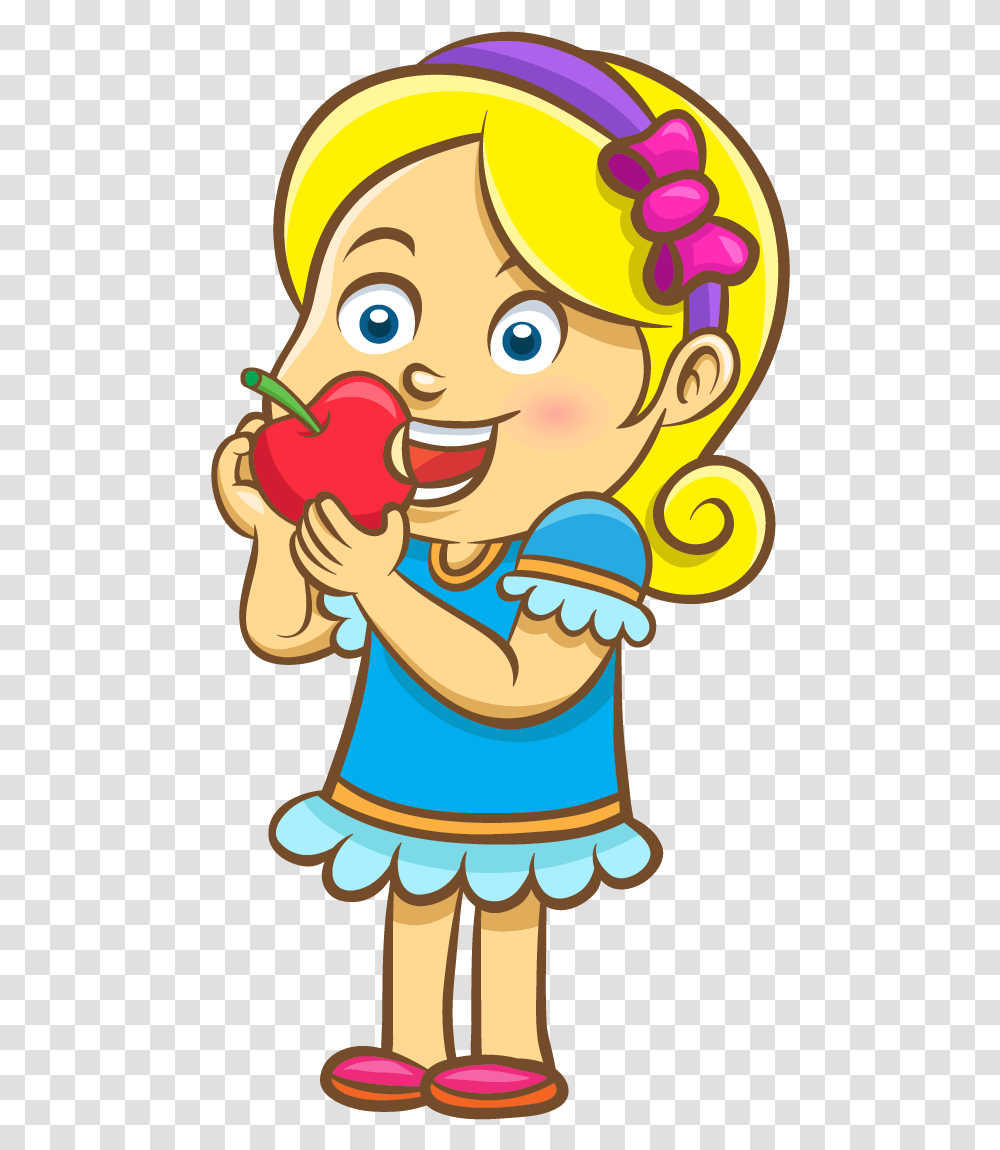 Apple Girl Cartoon Transprent Free Download Girl Eating Apple Clipart, Face, Food, Juggling Transparent Png