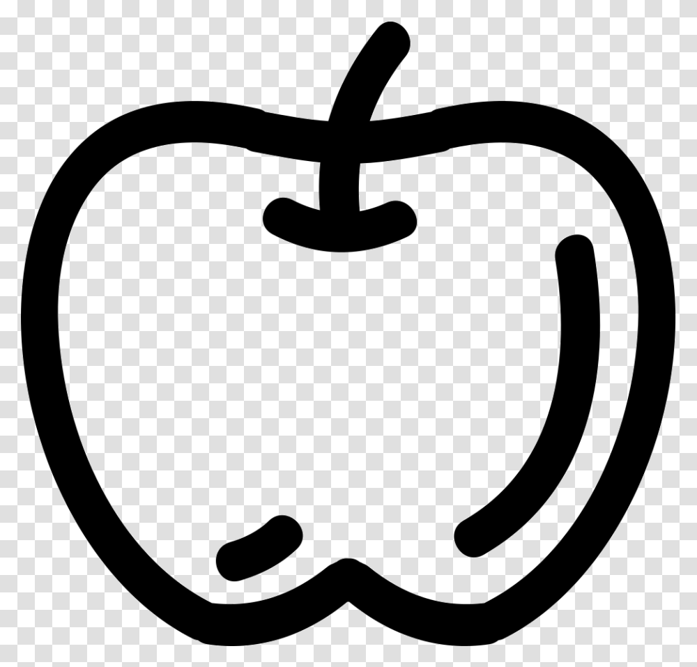 Apple Hand Drawn Fruit Outline Contorno De Manzana, Logo, Trademark, Stencil Transparent Png