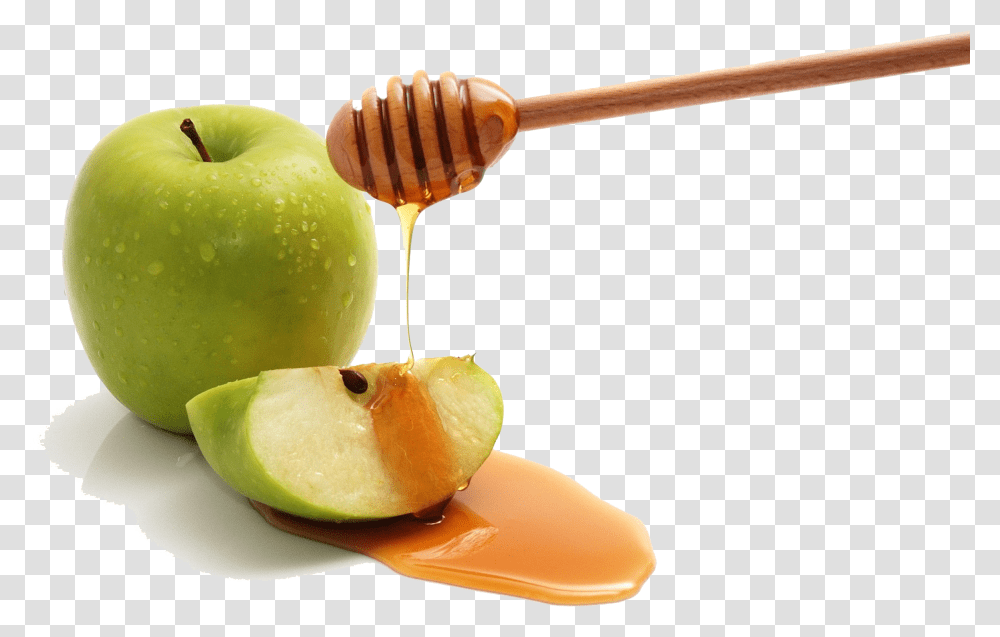 Apple Honey Clipart Jewish Apple And Honey, Plant, Food, Fruit, Sliced Transparent Png