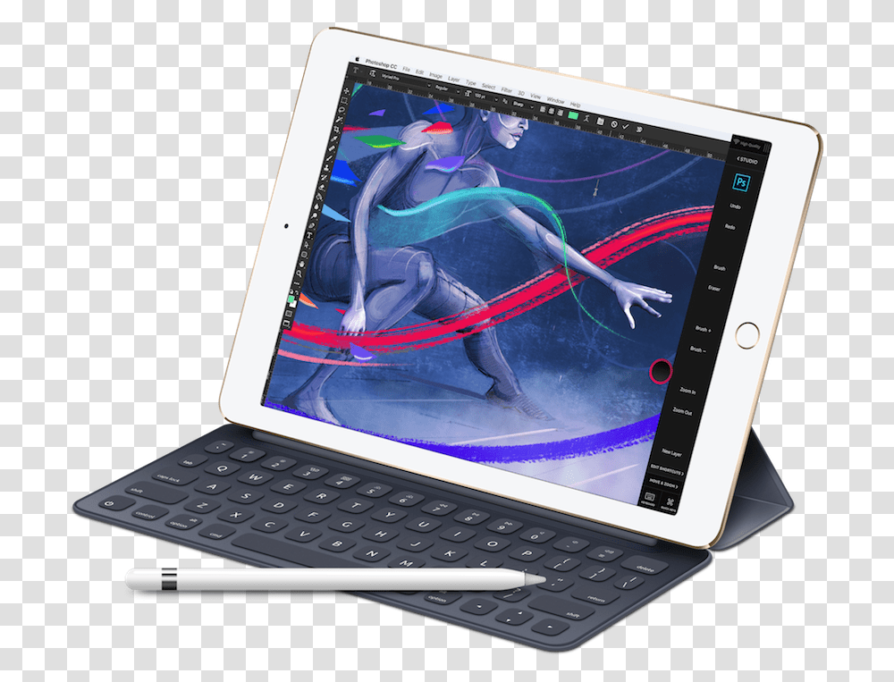Apple Ipad Pro Drawing Tablet, Pc, Computer, Electronics, Computer Keyboard Transparent Png