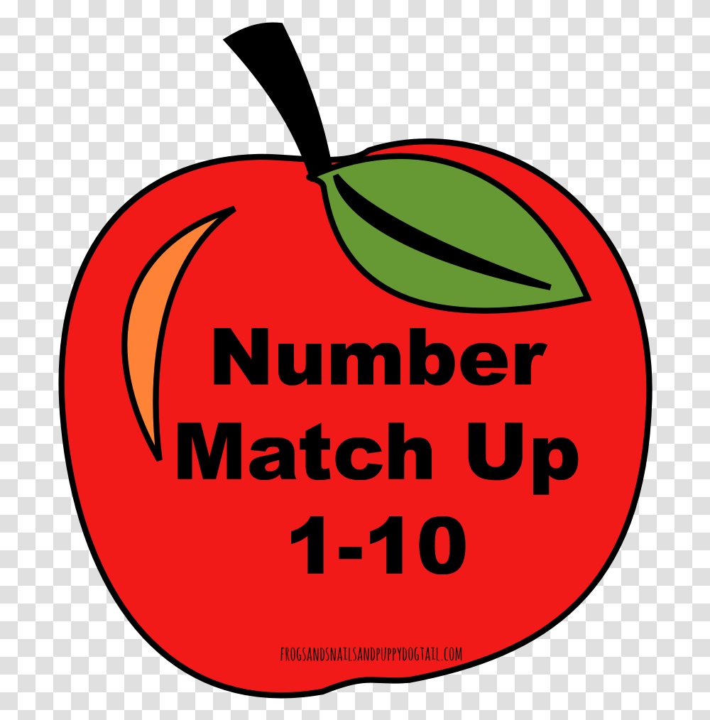 Apple Number Match Up Activity Match Number To Number For Kids, Plant, Label, Text, Food Transparent Png